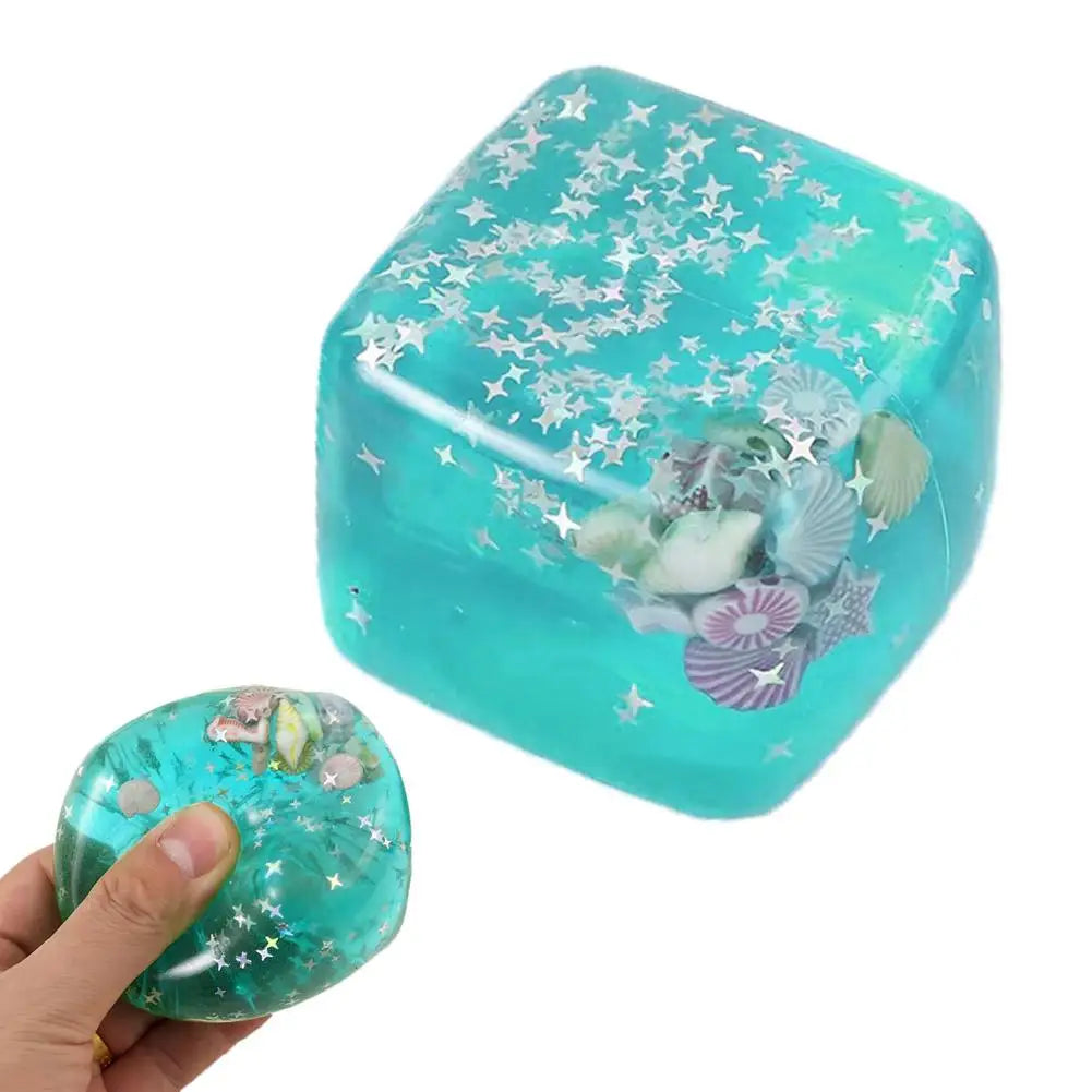 Squishy Stress Balls Cube - Ocean Sensory Fidget Toy Slow Rise Squishy Toys for Kids and Adults Squeeze Relax Gift