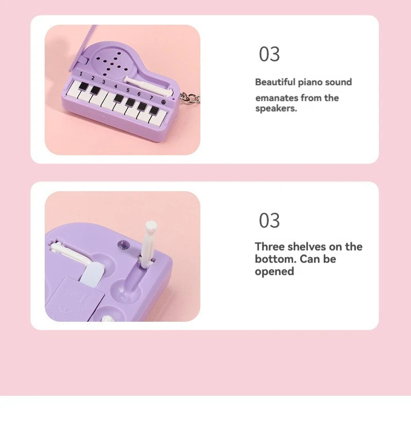 Mini Desktop Piano Keychain Cute Music Game Machine Colorful Bag Pendant Children's Educational Toy Easter Gift