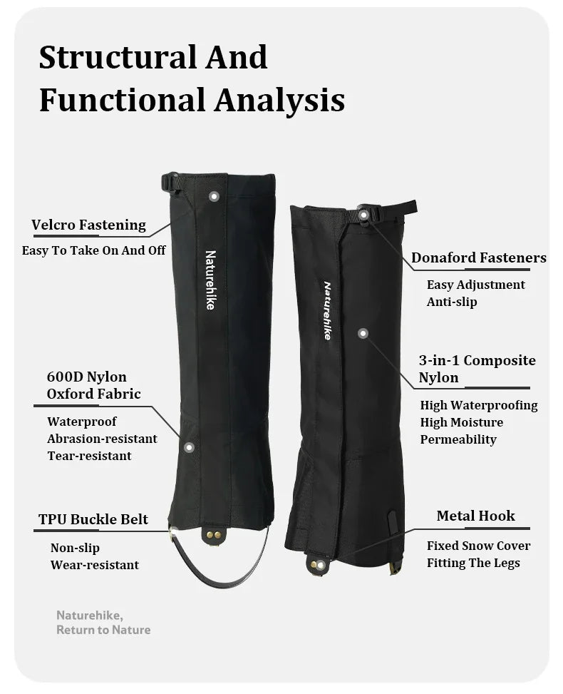 Naturehike Outdoor Trekking Snow Leggings Waterproof Snow Boot Shoe Cover Adjustable Warm Foot Cover Skiing Climbing Snowshoeing