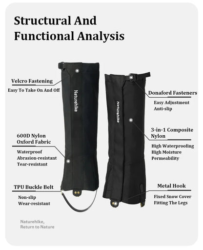 Naturehike Outdoor Trekking Snow Leggings Waterproof Snow Boot Shoe Cover Adjustable Warm Foot Cover Skiing Climbing Snowshoeing