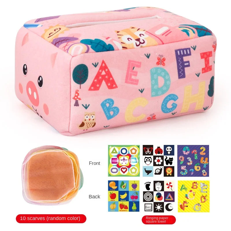 Montessori Tissue Box – Soft Sensory Pull Toy