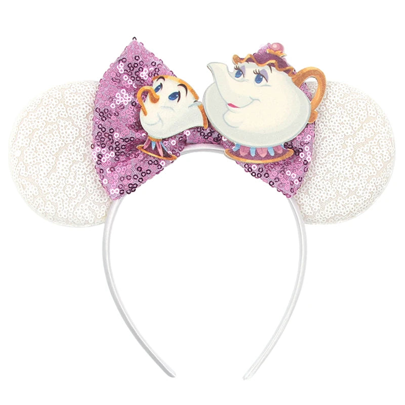 New Christmas Halloween Mouse Ears Headband Cartoon Sequin Bows Headband Birthday Party Princess Cosplay Costume For Women Adult