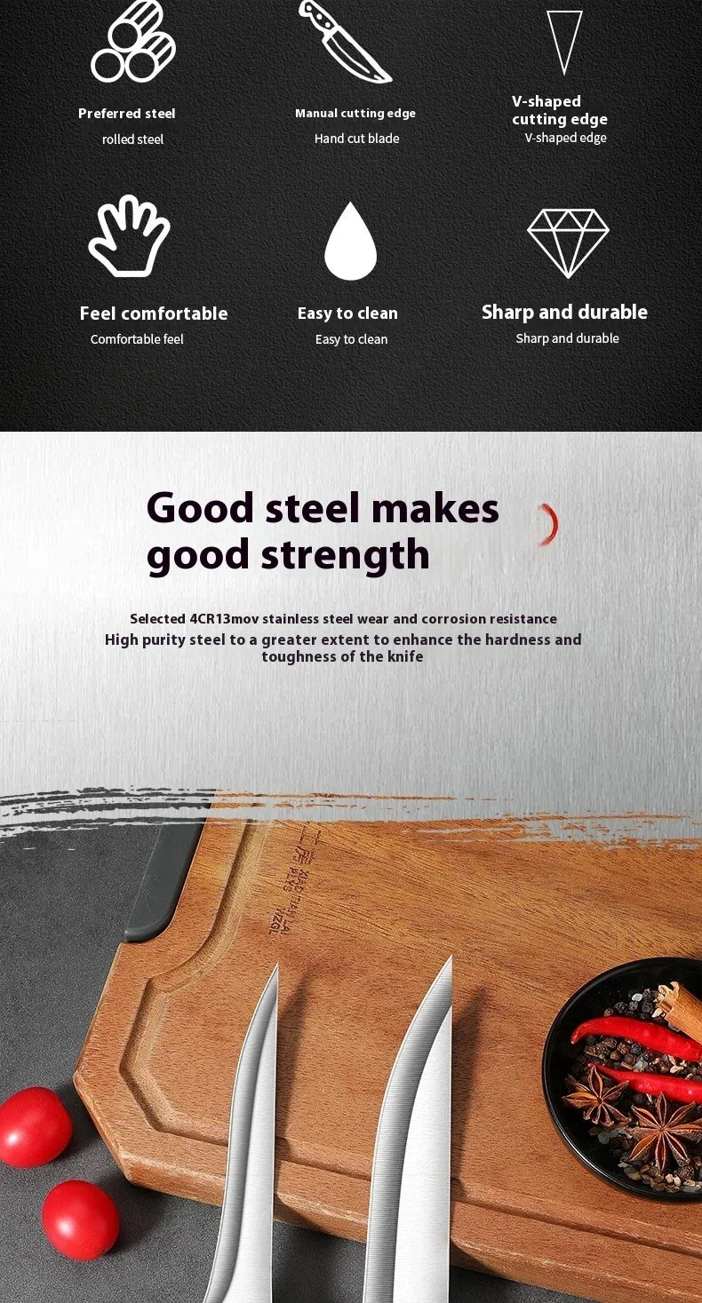 Stainless Steel Fillet Boning Knife Professional Chef's Kitchen Knife Forged Meat Cleaver Fish Slicing Knife Wooden Handle