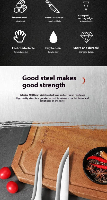 Stainless Steel Fillet Boning Knife Professional Chef's Kitchen Knife Forged Meat Cleaver Fish Slicing Knife Wooden Handle