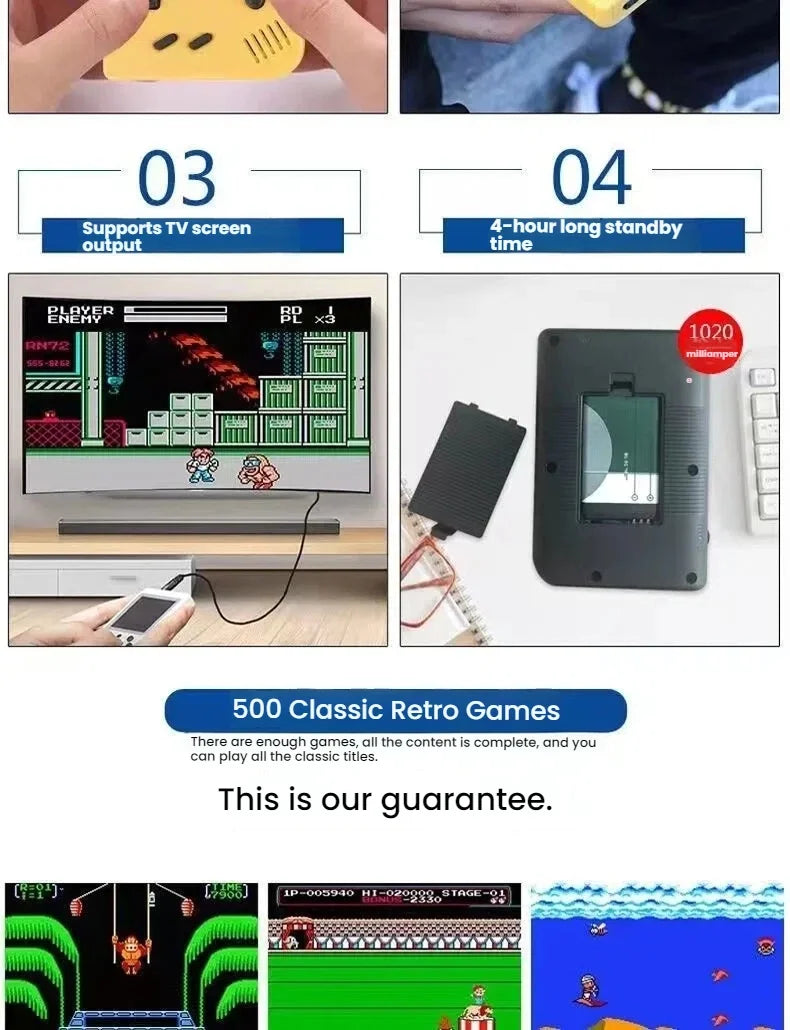 New Retro Mini Handheld Game Console 8-Bit Portable Game Player, Classic Gaming Device Support AV Output