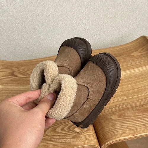 Soft Leather Children's Snow Boots for Baby Toddler Warm Fleece Lined Winter Outdoor Footwear Toddler Boots for Little Kids