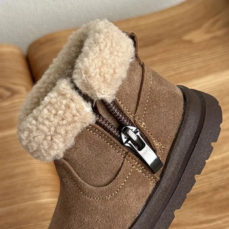 Soft Leather Children's Snow Boots for Baby Toddler Warm Fleece Lined Winter Outdoor Footwear Toddler Boots for Little Kids