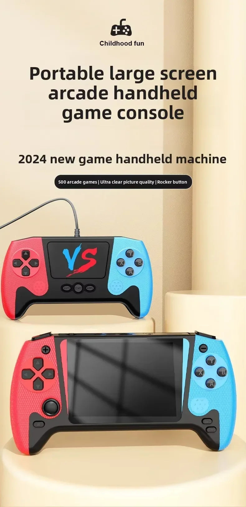 Retro Handheld Game Console 3.5 Inch HD Screen Dual Joystick Portable Video Game Player Support TV Output Classic Arcade Gaming