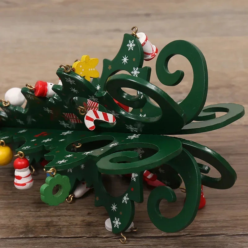 1 Pcs Decorations Creative Wooden Christmas Tree Ornament Home Desktop Party Decor New Year Kids Gifts Home Decoration Crafts