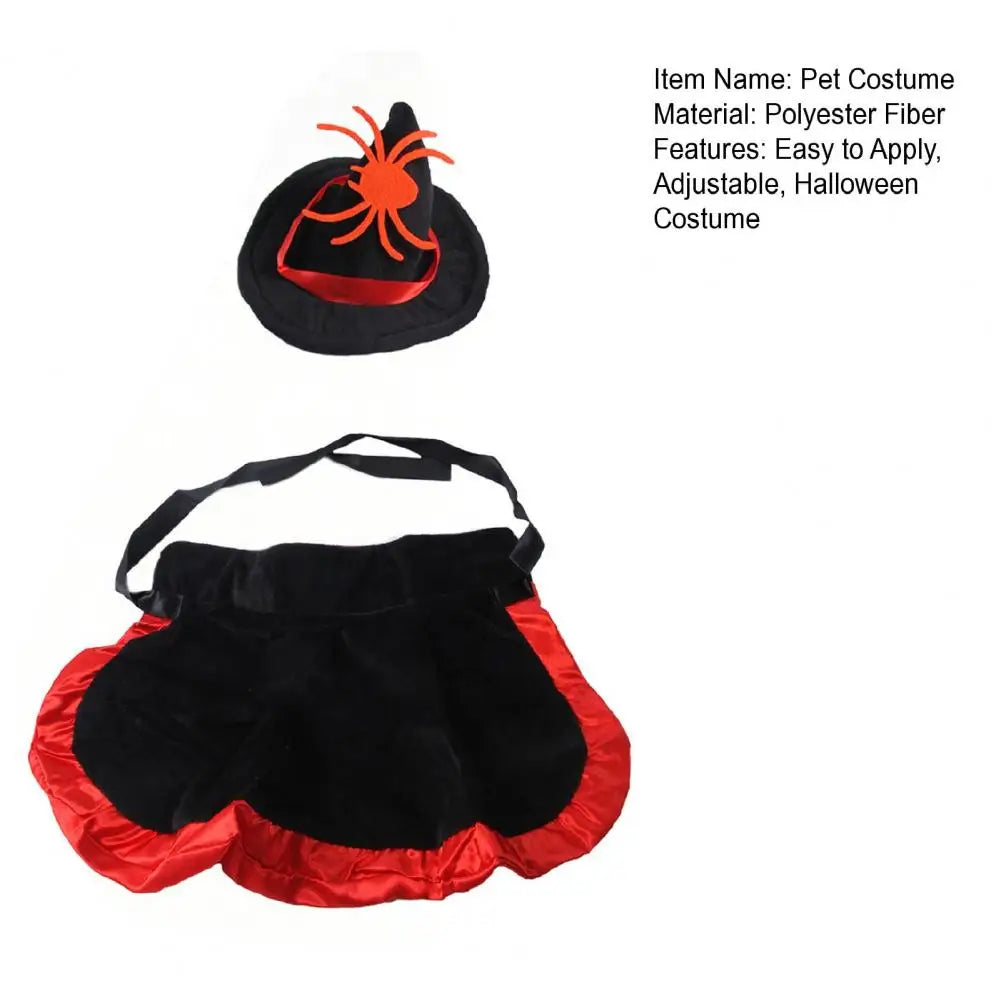 Halloween Pet Cat Witch Costume Black Cape Wizard Hat Moon Star Cloak for Small Medium Dogs Party Cosplay