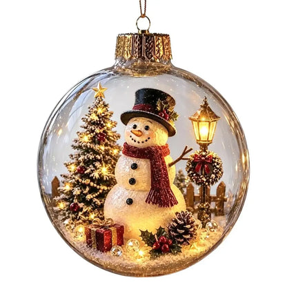 Christmas Story Decorations With Lights Creative Nutcracker Reindeer Snowman Glowing Christmas Tree Decor Pendant Crystal ball