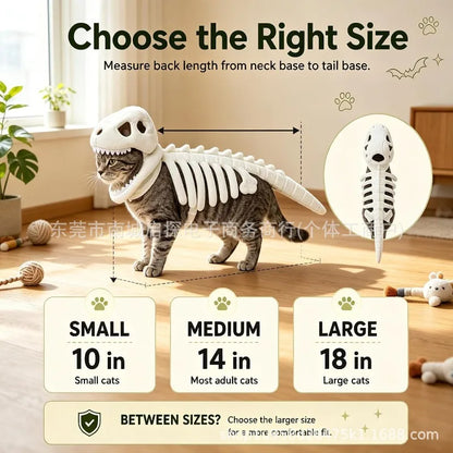 Halloween Dinosaur Skeleton Pet Hooded Costume Cute Cat Puppy Cosplay Outfit Funny Party Dress Up Clothes Small Animal Holiday