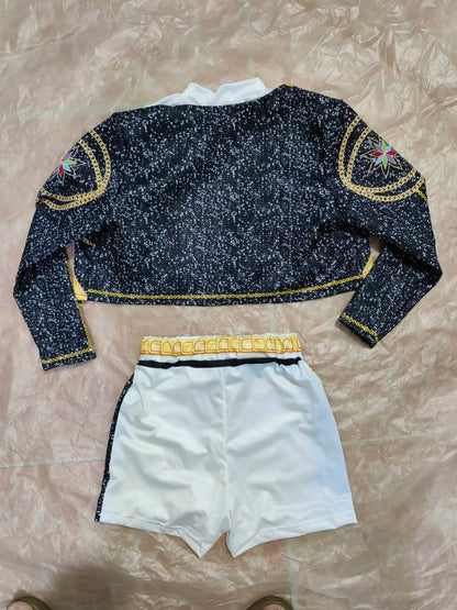Kids Anime Cosplay Girl Costume Group Idol Singer Performance Show Black Golden Costume Child Halloween Party Clolthes Outfit