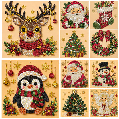 Christmas Decor DIY Santa Claus Snowman 3D Pearl Painting Diamond Art Kits for Beginners 20*20CM for Home Wall Decoration Gift