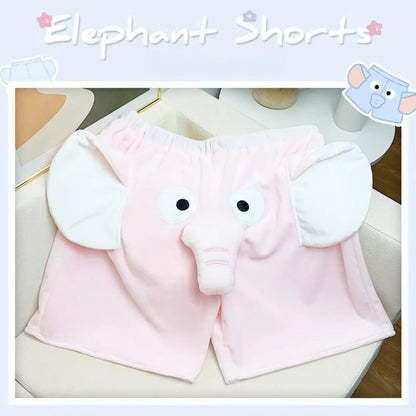Creative Cute Cartoon Image Elephant Pajama Pants for Both Men and Women in Summer Elastic Home Loose Shorts Plush Pajama Pants