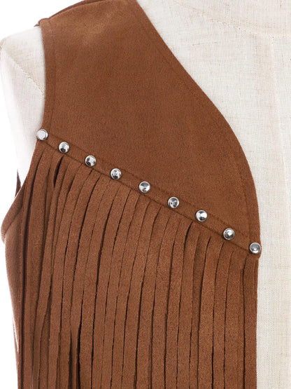 Kids Girl Boy Fringed Vest for Carnival Theme Party Tassels Top Open Front Waistcoat Child Halloween Western Cowboy Costumes