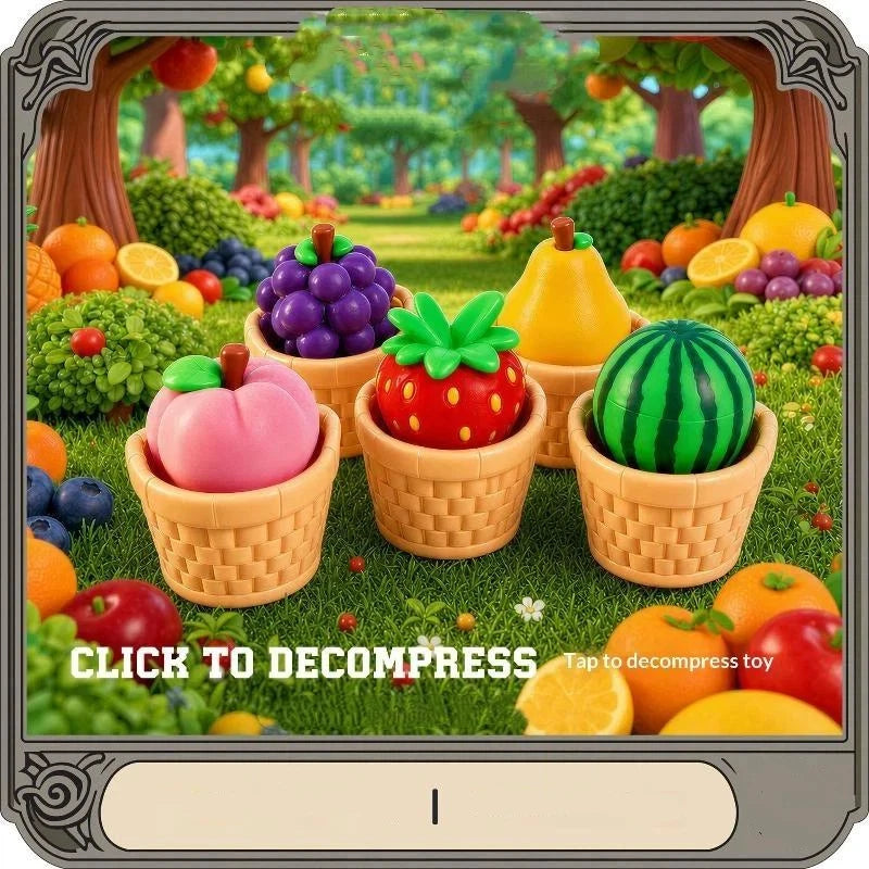 Fidget Clicker Decompression Toy 3D Printed Cute Fruit Shape Creative Anti-Stress Sensory Toy for Kids Adults Stocking Stuffer