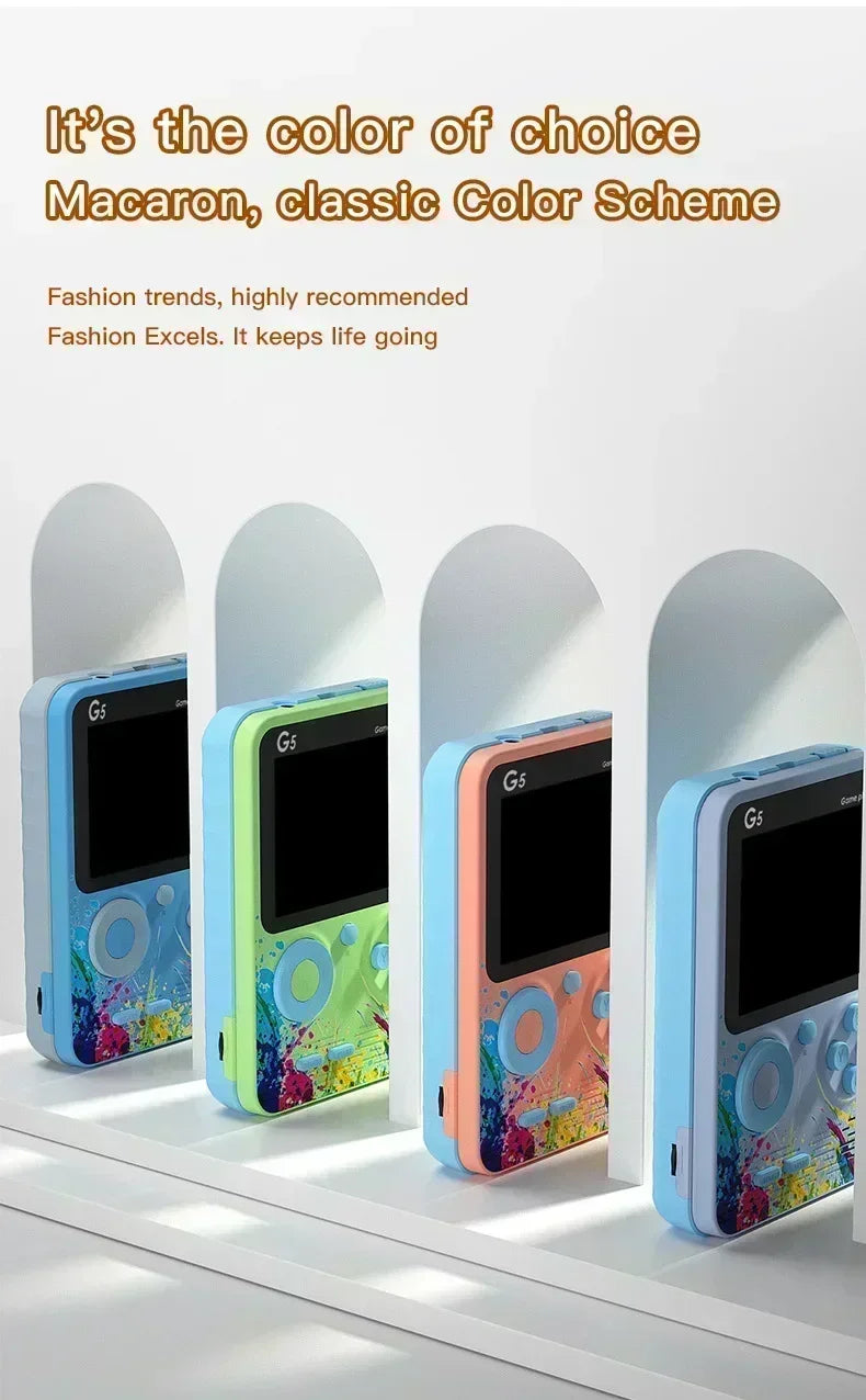 Retro G5 Portable Handheld Game Console 3 0Inch Screen 500 Classic Games Macaron Color 1020mAH Rechargeable Battery Gamepad