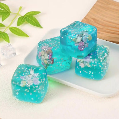 Squishy Stress Balls Cube - Ocean Sensory Fidget Toy Slow Rise Squishy Toys for Kids and Adults Squeeze Relax Gift