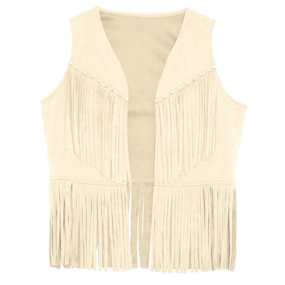 Kids Girl Boy Fringed Vest for Carnival Theme Party Tassels Top Open Front Waistcoat Child Halloween Western Cowboy Costumes