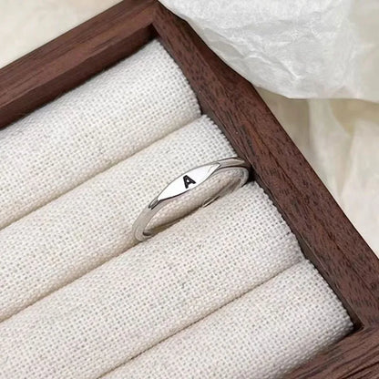 Elegant Initial Letter Alphabet Adjustable Thin Stackable Ring for Women Girl