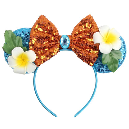 New Christmas Halloween Mouse Ears Headband Cartoon Sequin Bows Headband Birthday Party Princess Cosplay Costume For Women Adult