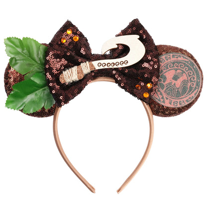 New Christmas Halloween Mouse Ears Headband Cartoon Sequin Bows Headband Birthday Party Princess Cosplay Costume For Women Adult