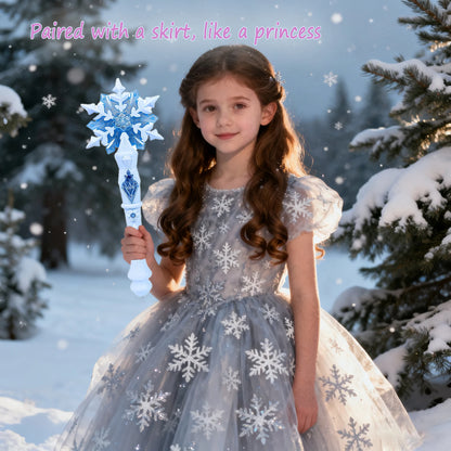 Princess Snow Wand Toy Snowflake Light Sound Sticks Kid Cosplay Fairy Girls Glowing Wands Christmas Halloween Children Toys