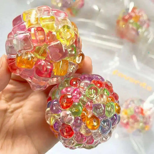 Fidget Ice Cube Colored Beads Squeeze Squishy Balls Hand Exercise Sensory ADHD Anxiety Stress Reliever Toys For Kids Adults