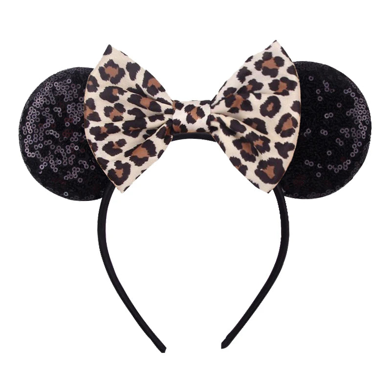 New Christmas Halloween Mouse Ears Headband Cartoon Sequin Bows Headband Birthday Party Princess Cosplay Costume For Women Adult
