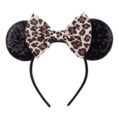 New Christmas Halloween Mouse Ears Headband Cartoon Sequin Bows Headband Birthday Party Princess Cosplay Costume For Women Adult