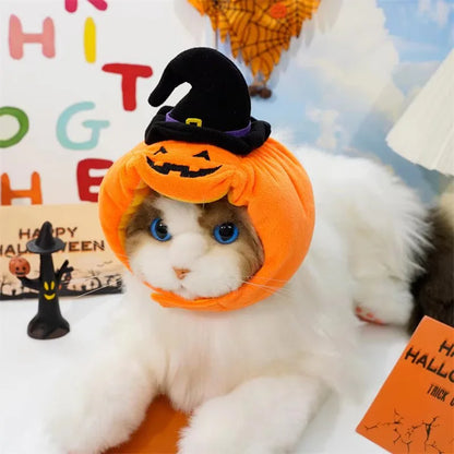 Halloween Pet Hat Funny Pumpkin Cat Headwear Cute Animal Costume Unique Pet Hood Festival Headgear For Halloween Party Pets