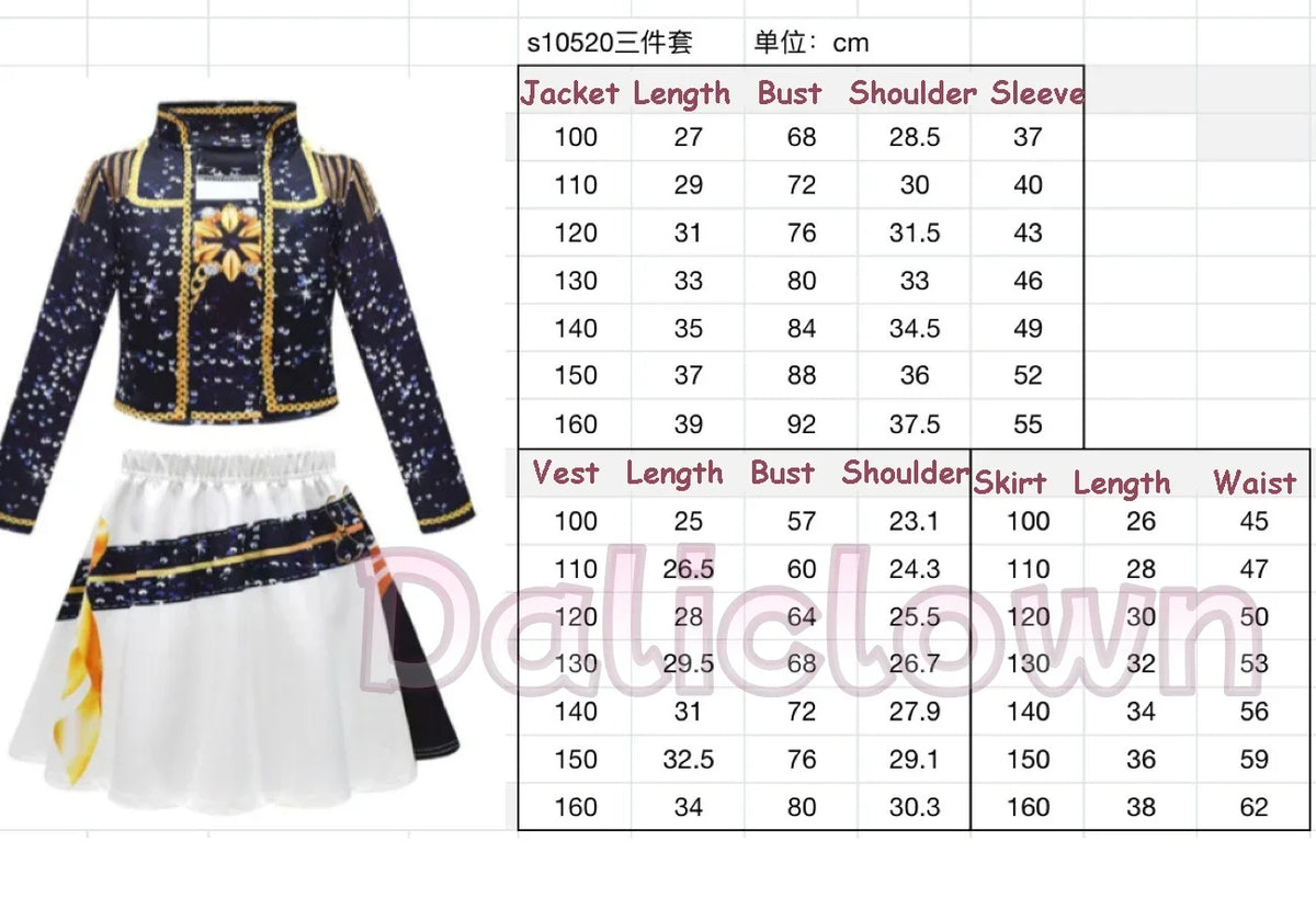 Kids Anime Cosplay Girl Costume Group Idol Singer Performance Show Black Golden Costume Child Halloween Party Clolthes Outfit