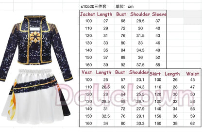 Kids Anime Cosplay Girl Costume Group Idol Singer Performance Show Black Golden Costume Child Halloween Party Clolthes Outfit