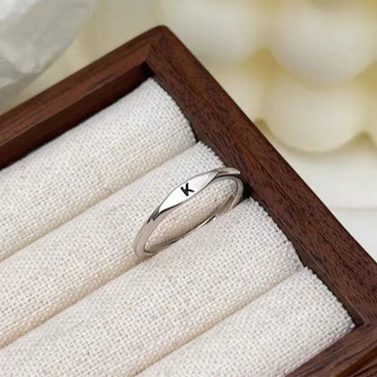 Elegant Initial Letter Alphabet Adjustable Thin Stackable Ring for Women Girl