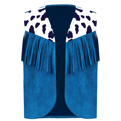 Kids Girl Boy Fringed Vest for Carnival Theme Party Tassels Top Open Front Waistcoat Child Halloween Western Cowboy Costumes