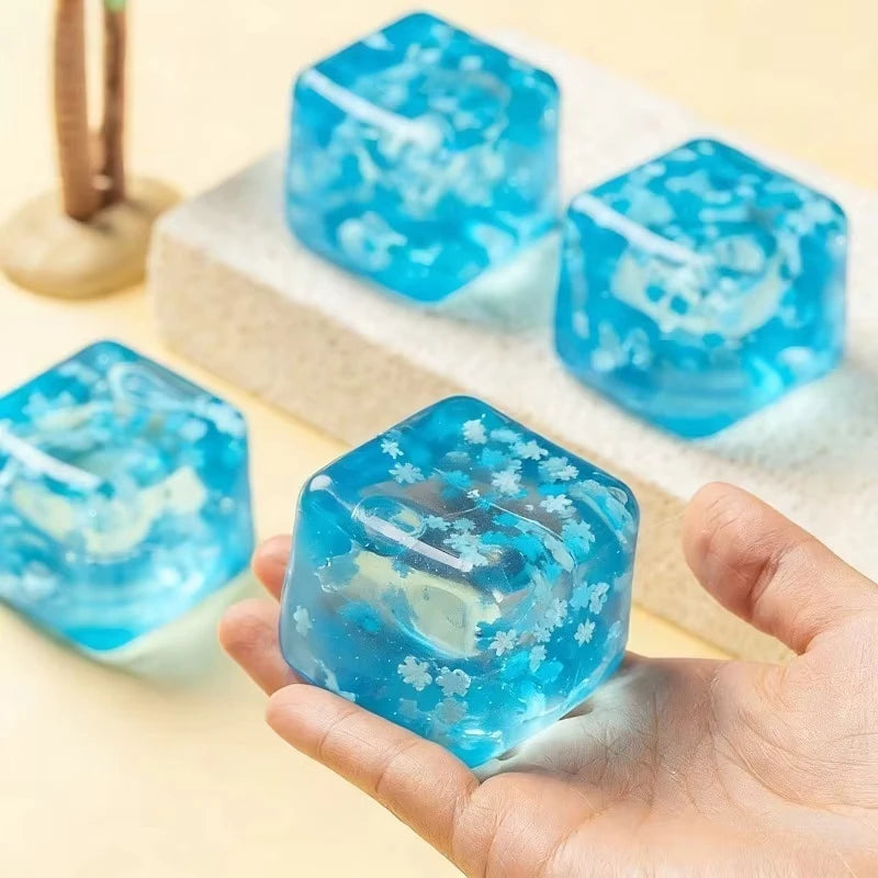 Squishy Snowflake Ice Cubes Slow Rising Sensory Fidget Toy Soft Ice Cube Stress Relief Squeeze Toys Hand Exercise Calming Tools