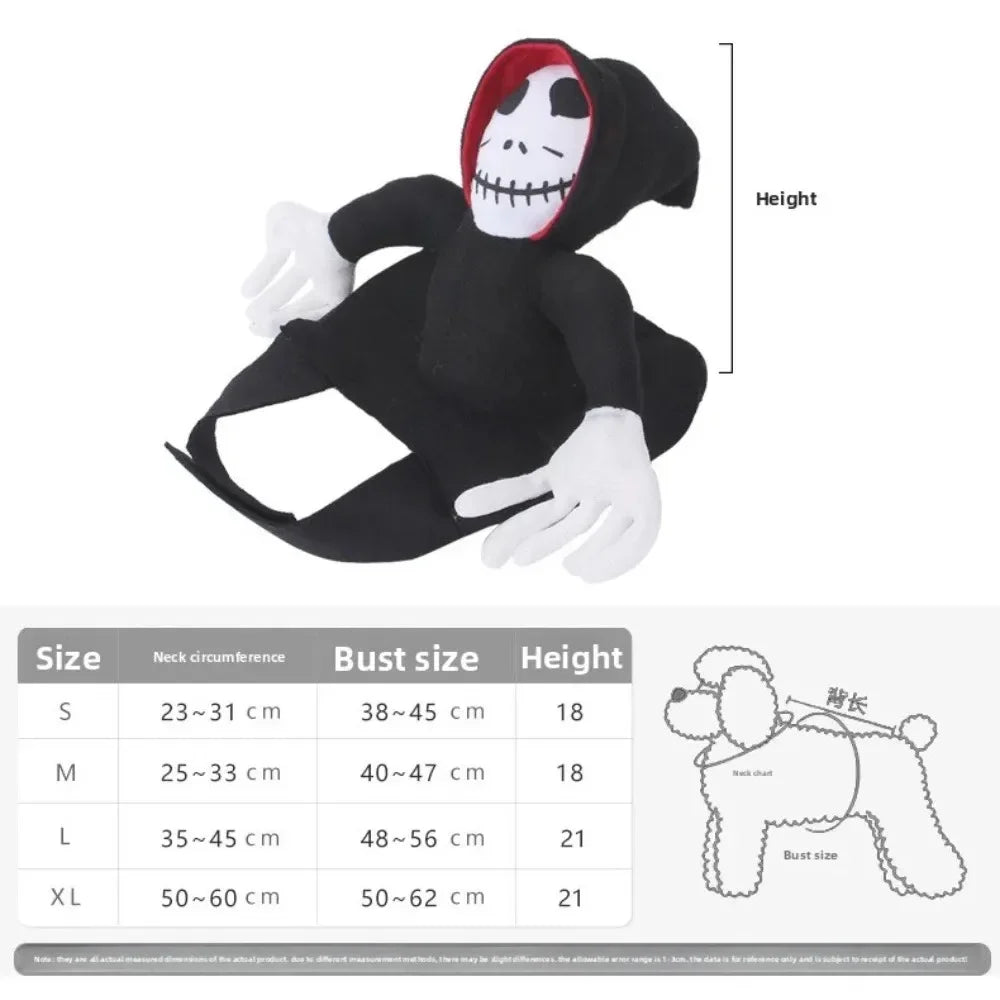 Halloween Pet Dog Costume Skeleton Reaper Rider Style Dog Cosplay Clothes Funny Riding Outfit Medium Large Dogs Party Dress‑up