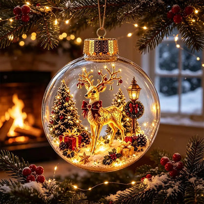 Christmas Story Decorations With Lights Creative Nutcracker Reindeer Snowman Glowing Christmas Tree Decor Pendant Crystal ball