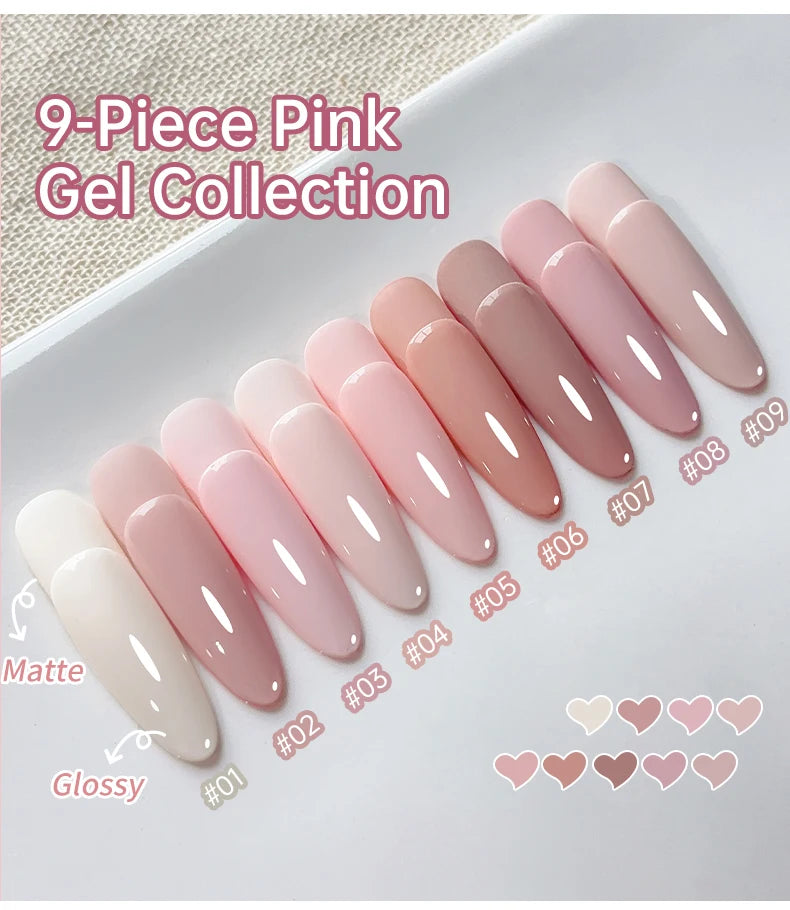 9 Colors Pink Patting Gel Smudge Canned High Saturation Popular Semi-Solid Nail Polish Gel Nail Salon