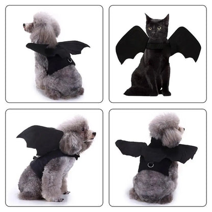 -Halloween Pet Costume - Cute Black Bat Wings Harness Costume For Cats And Dogs, Halloween Party Cosplay, Pet Supplies
