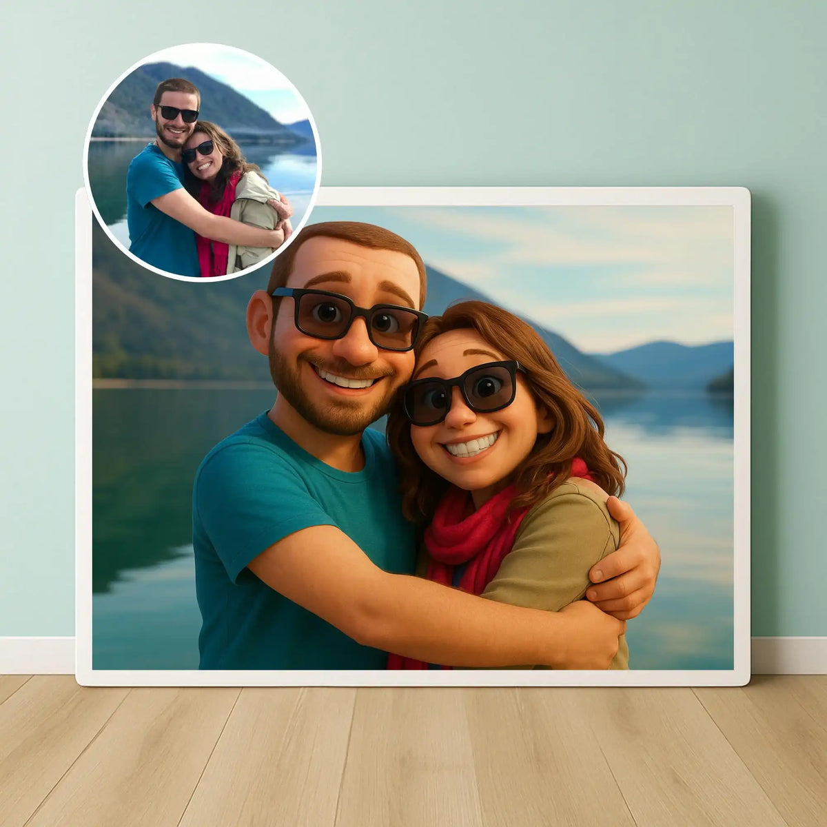 Custom Cartoon Style Portrait from Photo Personalized Cartoon Christmas Gift for Couples Family Kids - Unique Wall Art Poster