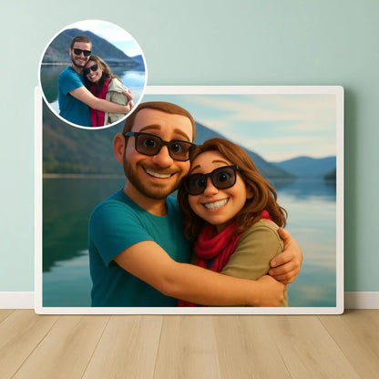 Custom Cartoon Style Portrait from Photo Personalized Cartoon Christmas Gift for Couples Family Kids - Unique Wall Art Poster