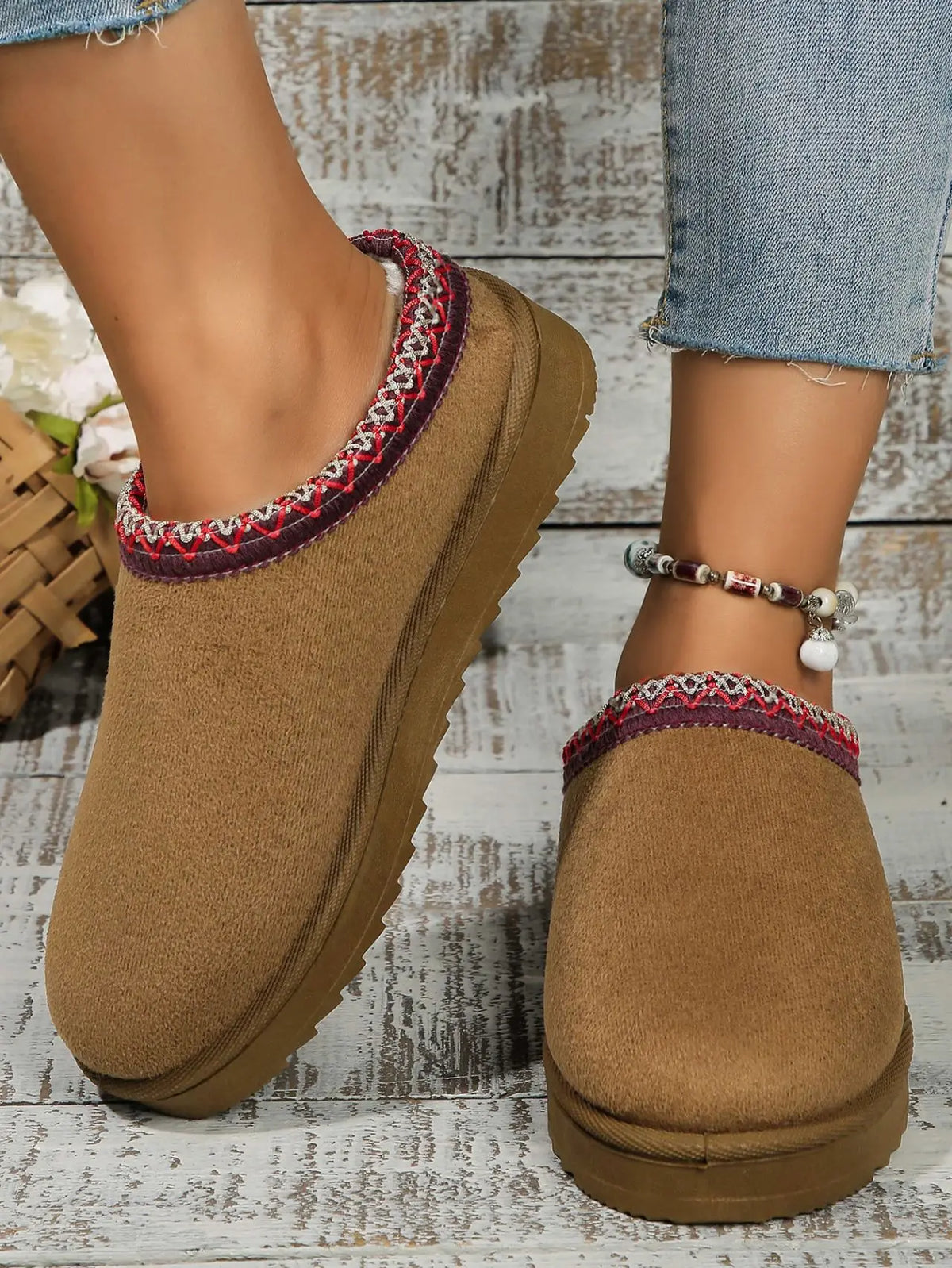 Snow Boots Women Winter New Cashmere Warm Thick Soles Without Heel-covered Hair Half Slipper Cotton Shoes Cashmere Warm Boots
