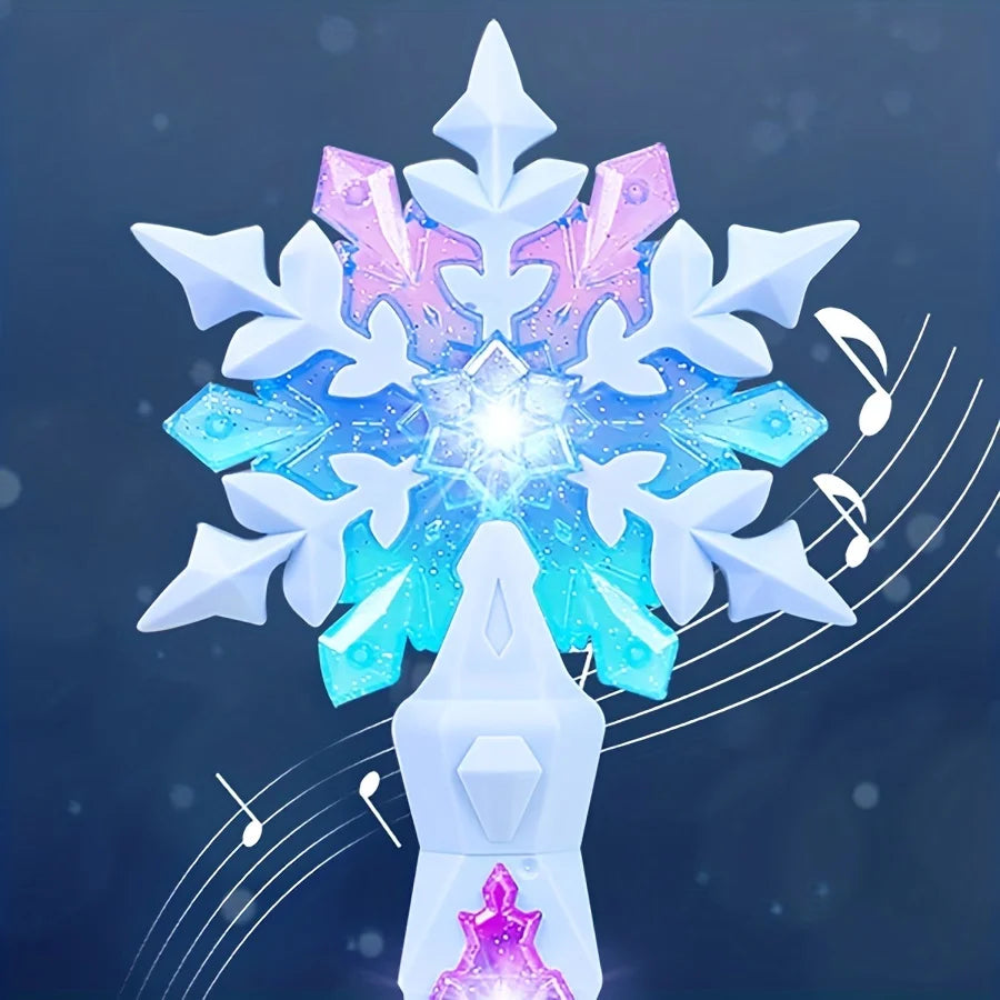 Princess Snow Wand Toy Snowflake Light Sound Sticks Kid Cosplay Fairy Girls Glowing Wands Christmas Halloween Children Toys