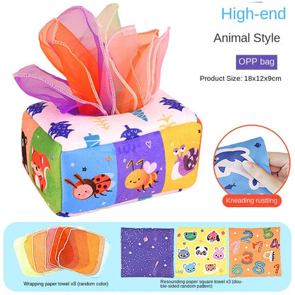 Montessori Tissue Box – Soft Sensory Pull Toy