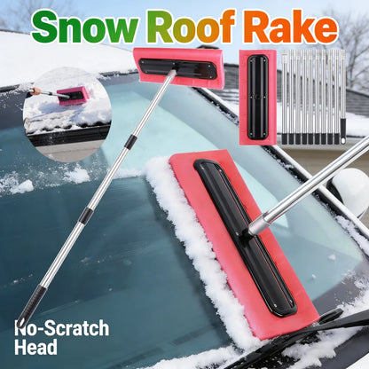 2-4m Snow Roof Rake with No-Scratch Head Foam Snow Broom Winter Snows Removal Tool Time Saving For Windshields Solar Panels