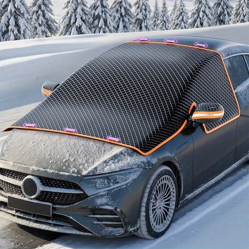 Magnetic Oxford Snow Cover, Thick Frost Guard for All Cars, Easy Install, Durable Winter Ice Protection for Windshield.