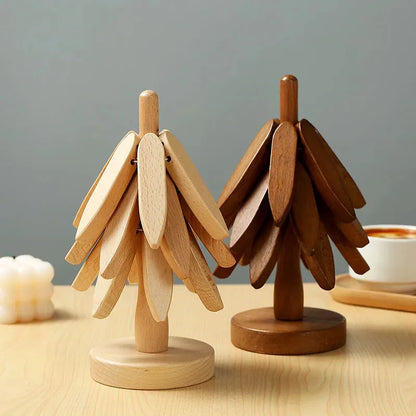 Christmas Tree Insulation Mat Solid Wood Dining Table Coaster Anti Scalding Mat Pot Mat Creative Personalized Home Decoration