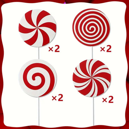 Set of 4/8 Christmas Tree Decorations Featuring a Red And White Peppermint Candy Design, Ideal for Adorning The Top of Your Tree